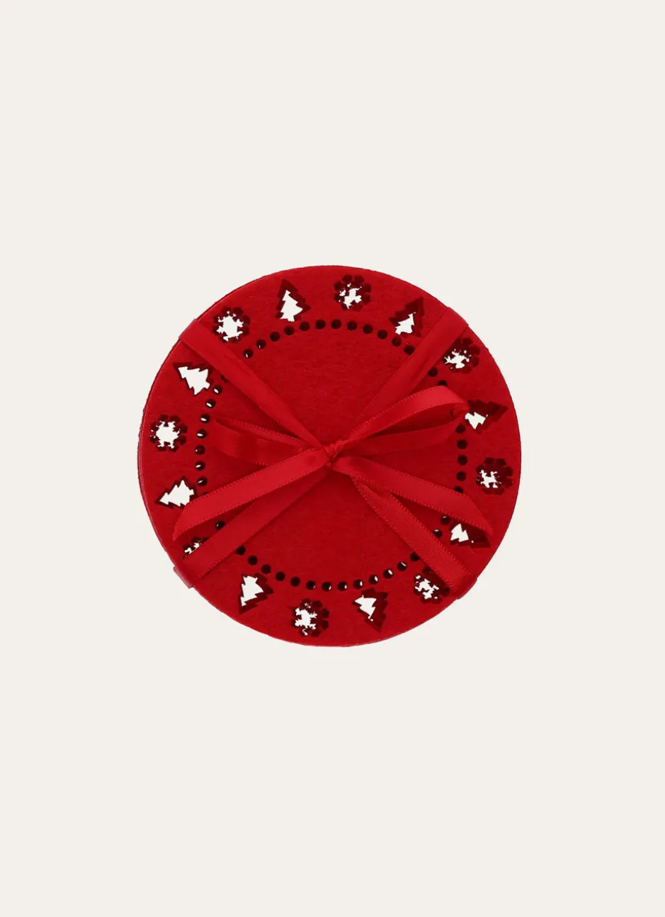 4 DESSOUS VERRES EN FEUTRINE ROUGE