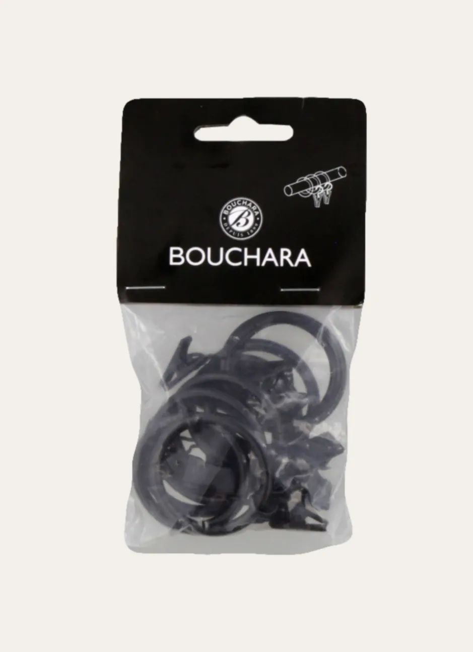 ANNEAUX À PINCES POUR RIDEAUX - BOÎTE DE 10 Noir