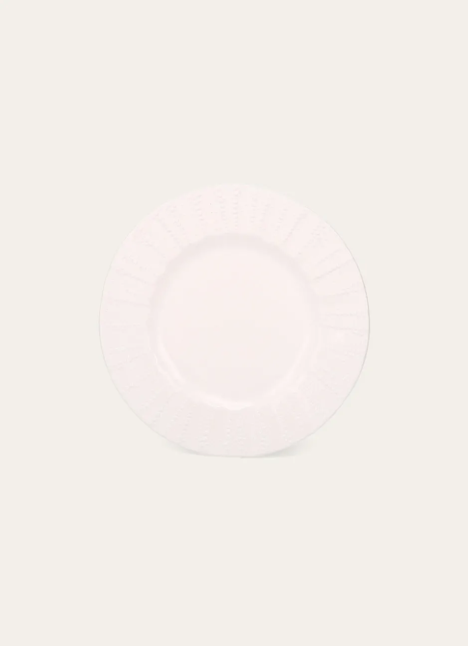 ASSIETTE À DESSERT À MOTIFS EN RELIEF TON SUR TON BLANC
