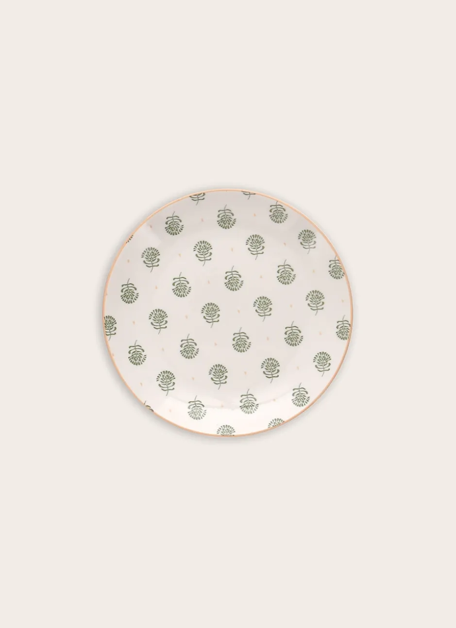 ASSIETTE À DESSERT EN PORCELAINE GALM BLANC / VERT