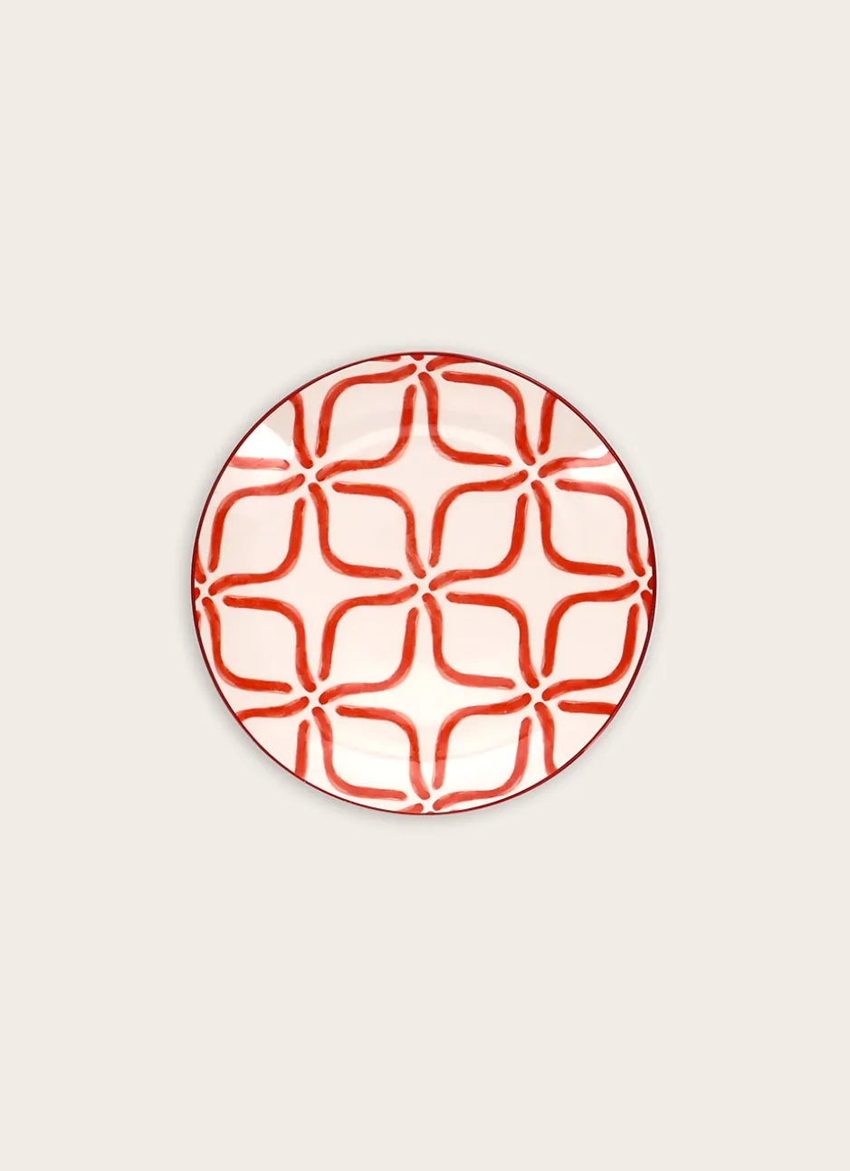 ASSIETTE À DESSERT EN PORCELAINE MOTIF ARABESQUE PAPRIKA