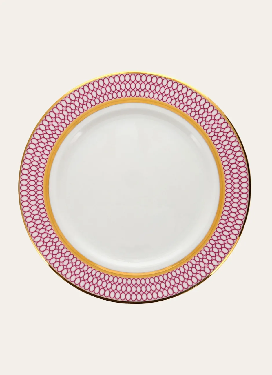 ASSIETTE À DESSERT EN PORCELAINE ESPRIT VÉNITIEN ROSE FUCHSIA