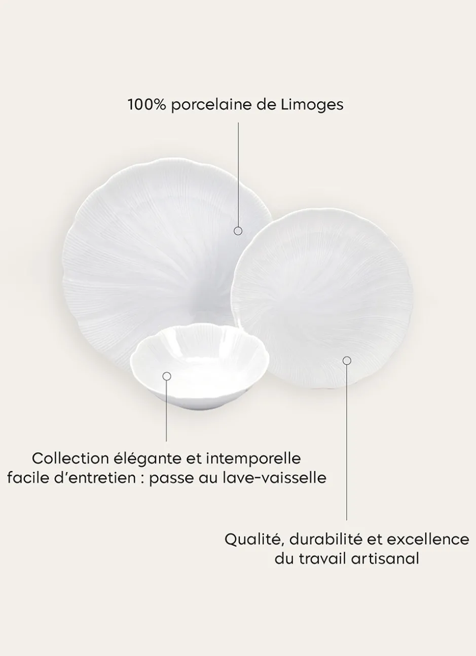 ASSIETTE À DESSERT EN PORCELAINE DE LIMOGES TAHITI BLANC