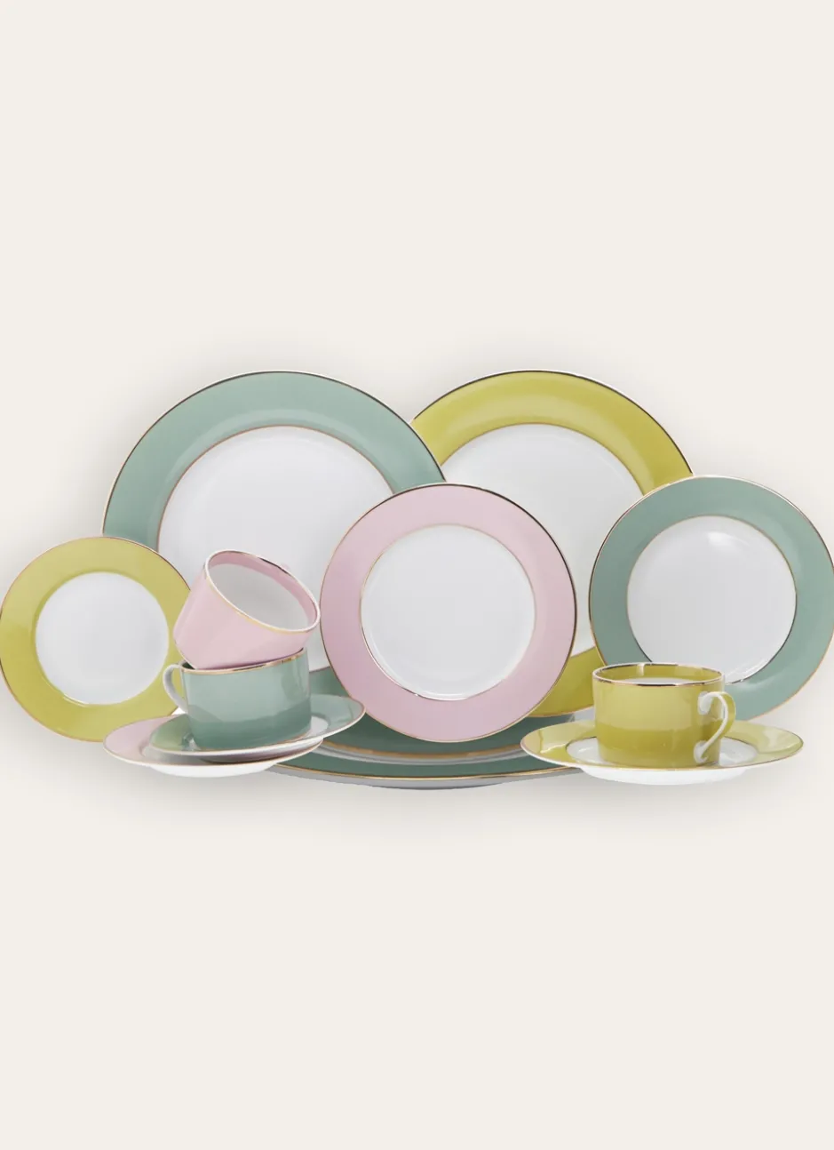 ASSIETTE A DESSERT EN PORCELAINE COLORÉE TILLEUL