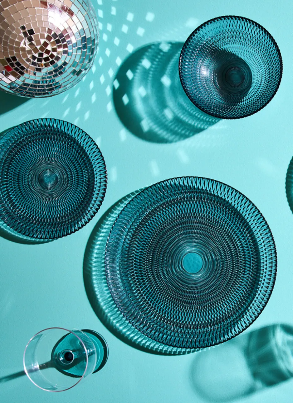 ASSIETTE A DESSERT EN VERRE BLEU NUAGE