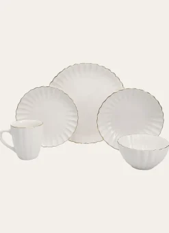 ASSIETTE CREUSE CHARME BLANC / DORÉ