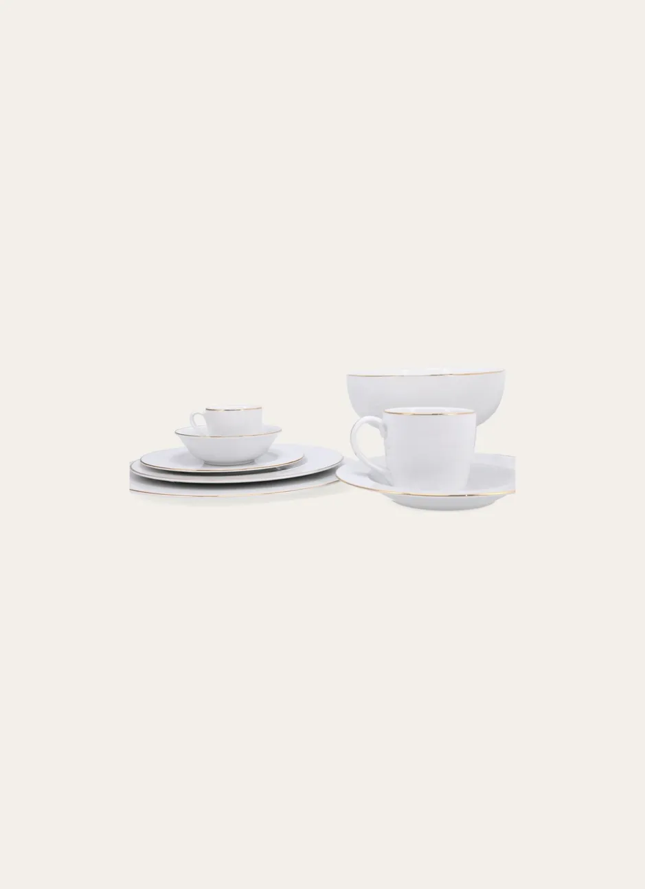 ASSIETTE CREUSE EN PORCELAINE AVEC LISERÉ DORÉ BLANC