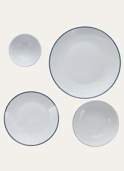 ASSIETTE DESSERT RAYURE TRANSAT BLANC / MARINE