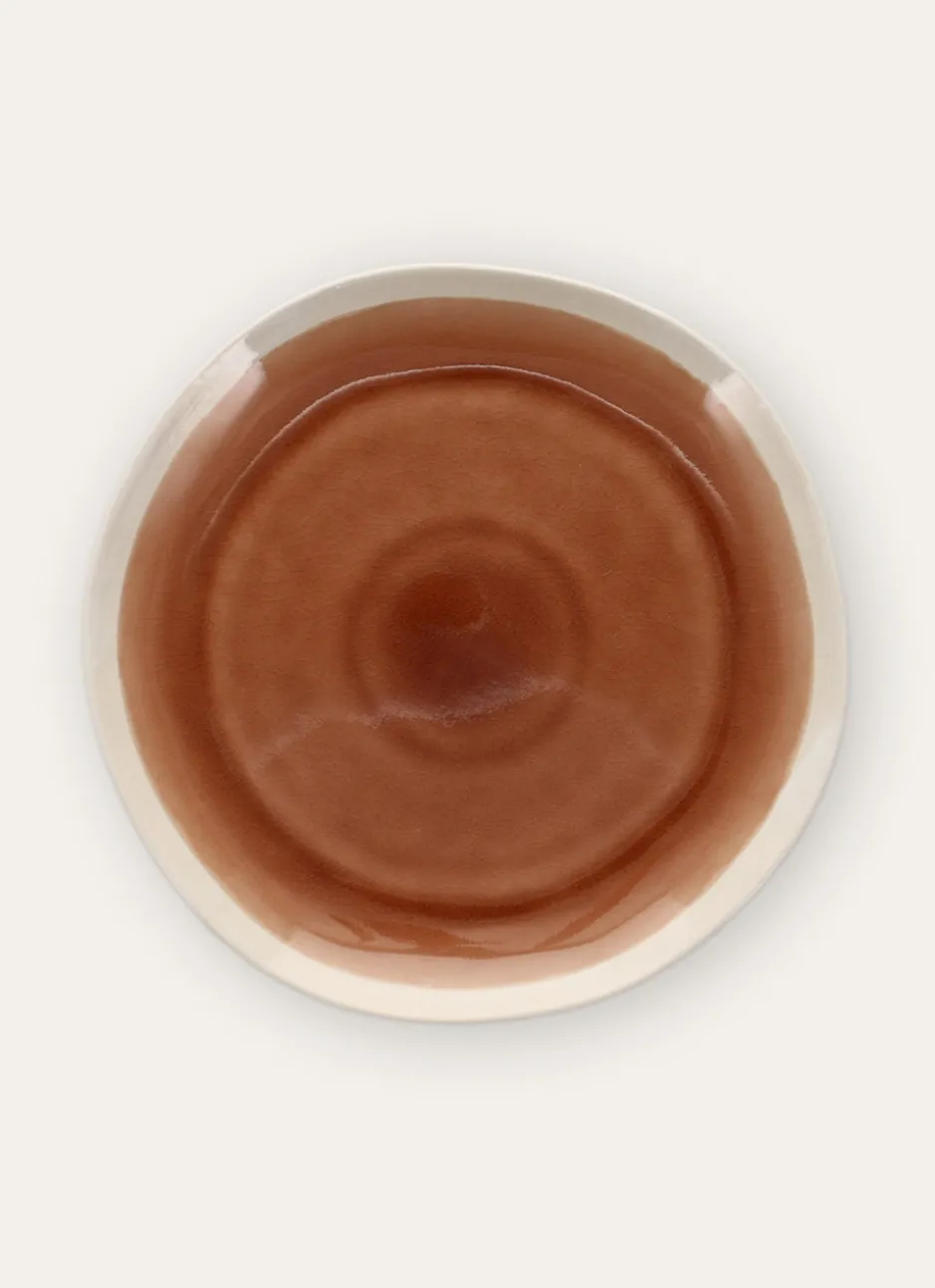 ASSIETTE PLATE EN GRÈS RÉACTIF MARRON