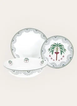 ASSIETTE PLATE EN PORCELAINE FLORE vert