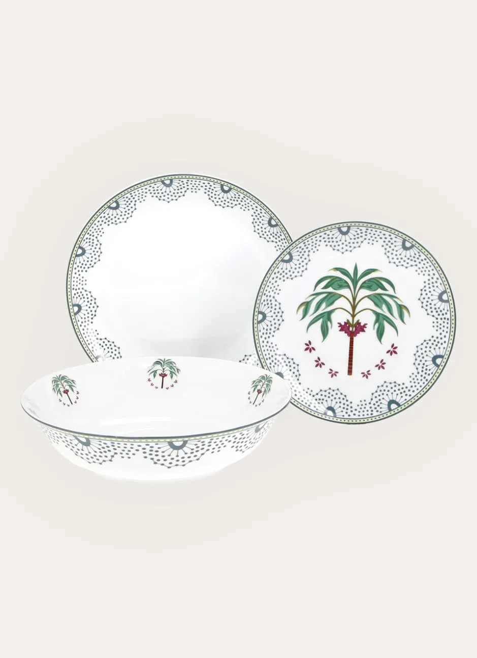 ASSIETTE PLATE EN PORCELAINE FLORE vert