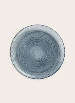 ASSIETTE PLATE EN VERRE BLEU NUAGE