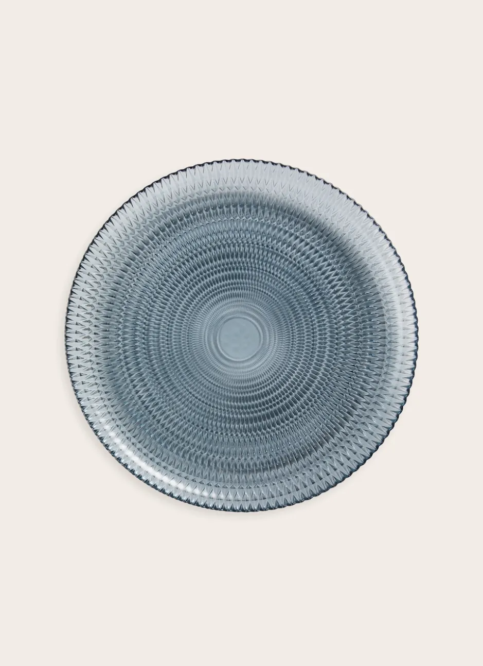 ASSIETTE PLATE EN VERRE BLEU NUAGE
