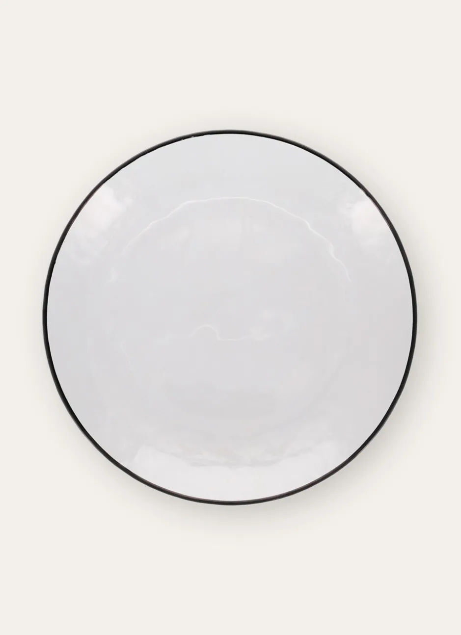 ASSIETTE PLATE EN VERRE FILE NOIR