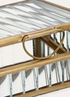 BOITE À BIJOUX EN VERRE STRIÉ (PM) TRANSPARENT/ OR