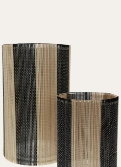 BOUGEOIR EN VERRE ET BAMBOU PETIT MODÈLE BOIS / NOIR
