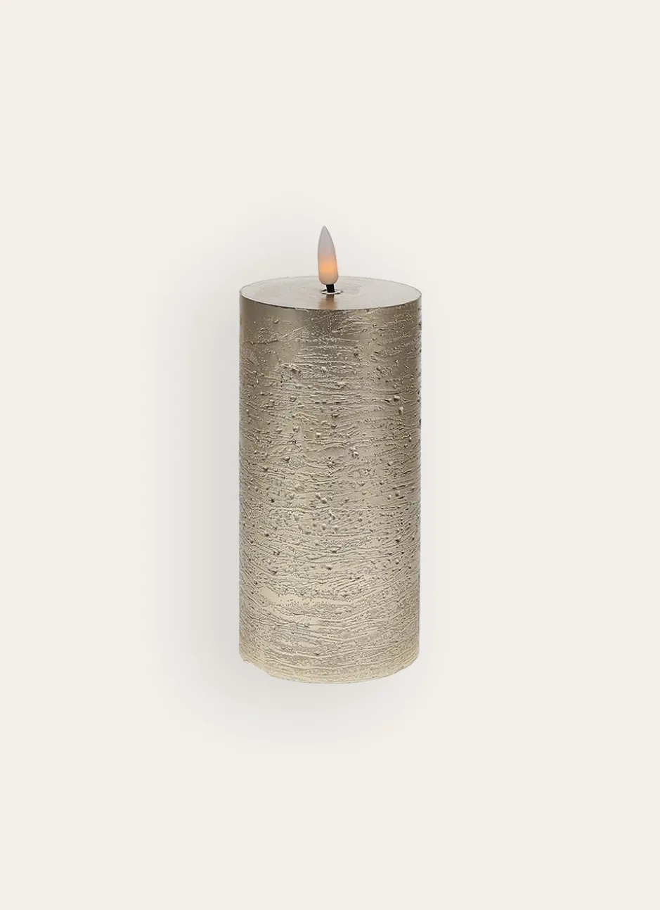 BOUGIE LED EN CIRE EFFET FLAMME VACILLANTE DORE