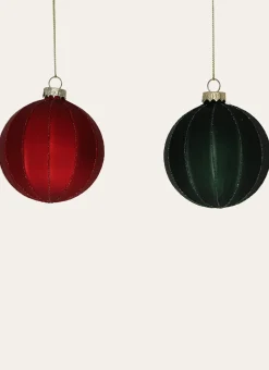 BOULE EN VERRE EFFET MAT (COLORIS ALÉATOIRE) ROUGE/VERT