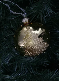 BOULE EN VERRE SAPIN À PAILLETTES DORÉ