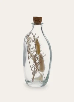BOUTEILLE EN VERRE AVEC FLEURS SÉCHÉES TRANSPARENT