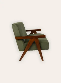 CANAPÉ EN VELOURS COTELÉ AVEC STRUCTURE EN BOIS vert