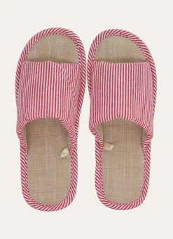 CHAUSSON OUVERT À RAYURES ROUGE/BLANC