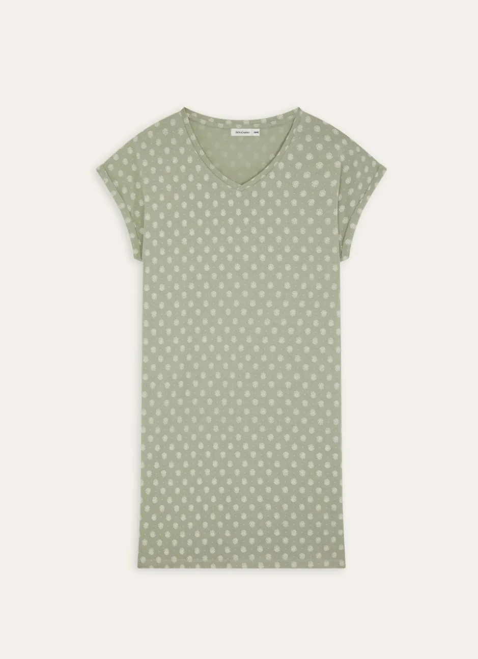 CHEMISE DE NUIT EN COTON MODAL IMPRIMÉ vert