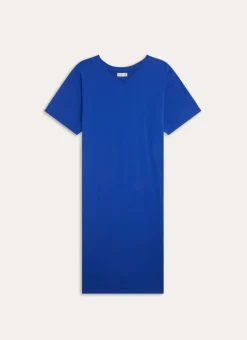 CHEMISE DE NUIT MANCHES COURTES UNI EN COTON BLEU