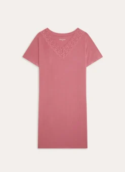 CHEMISE DE NUIT MANCHES COURTES DÉTAIL DENTELLE BOIS DE ROSE