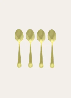 COFFRET 4 CUILLÈRES À SOUPE GRAVÉES EN INOX DORÉ