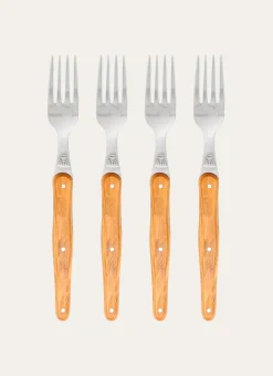 COFFRET SET DE 4 FOURCHETTES BOIS D'OLIVIER BOIS