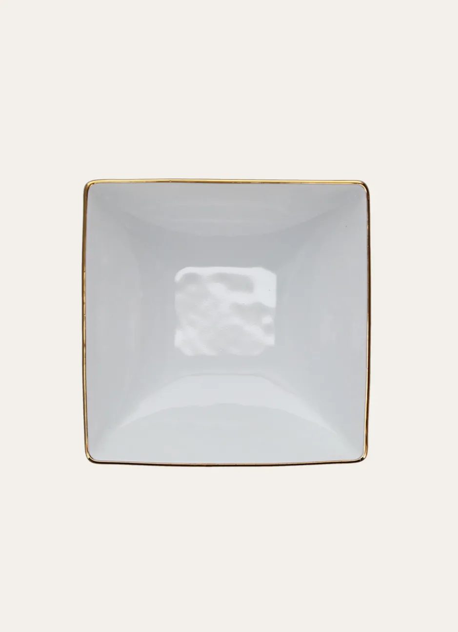 COUPELLE CARRÉE EN PORCELAINE AVEC LISERÉ DORÉ BLANC