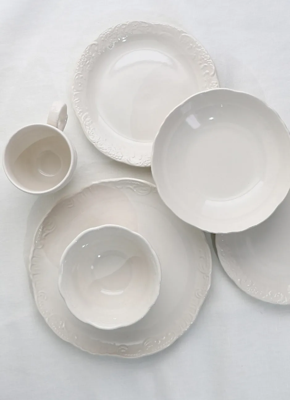 COUPELLE EN GRÈS ORNEMENTÉ CREME