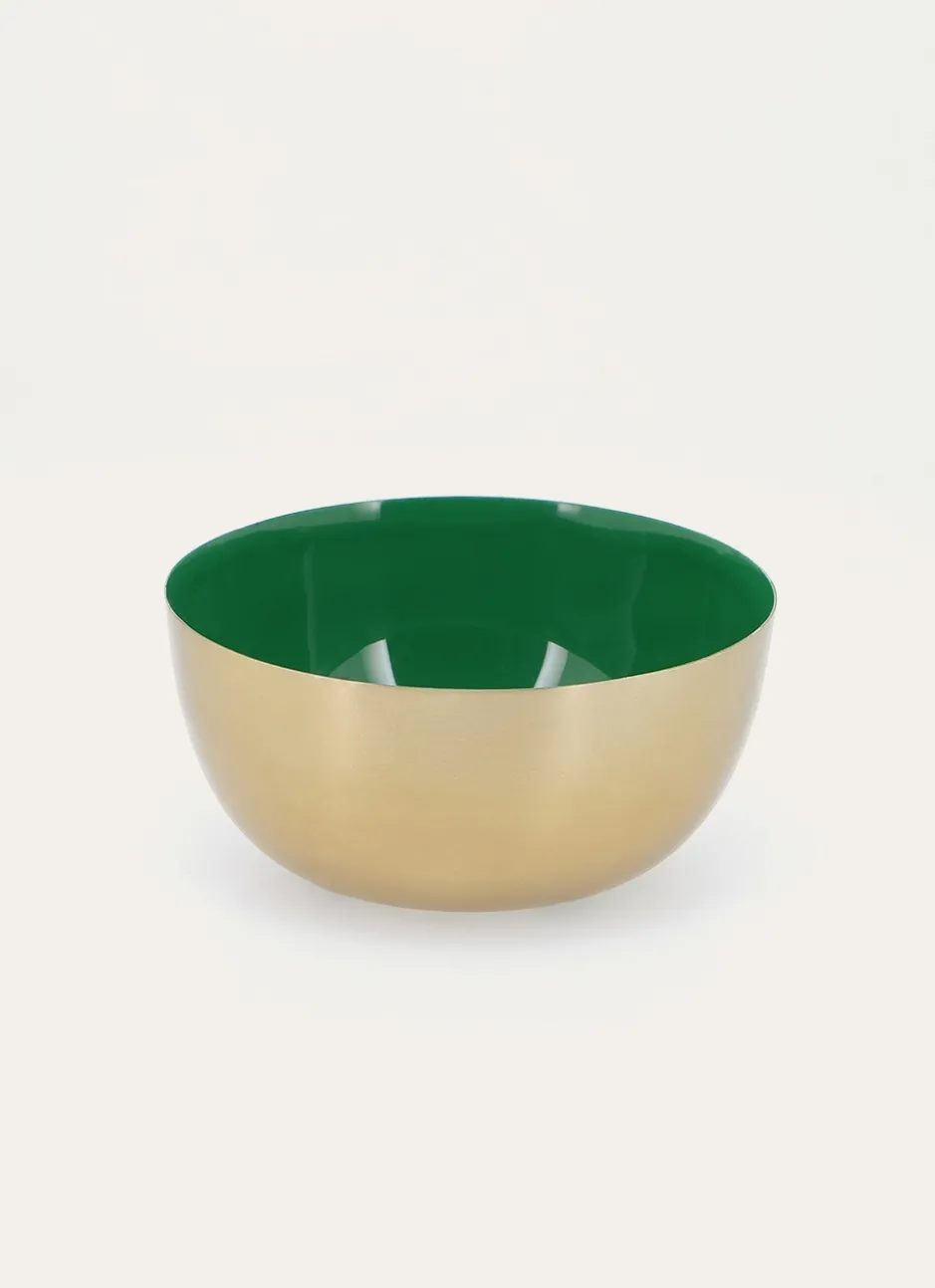 COUPELLE EN MÉTAL DORÉ AVEC INTÉRIEUR LAQUÉ VERT PAON