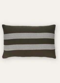 COUSSIN À RAYURES TISSAGE CHEVRON VERT KAKI
