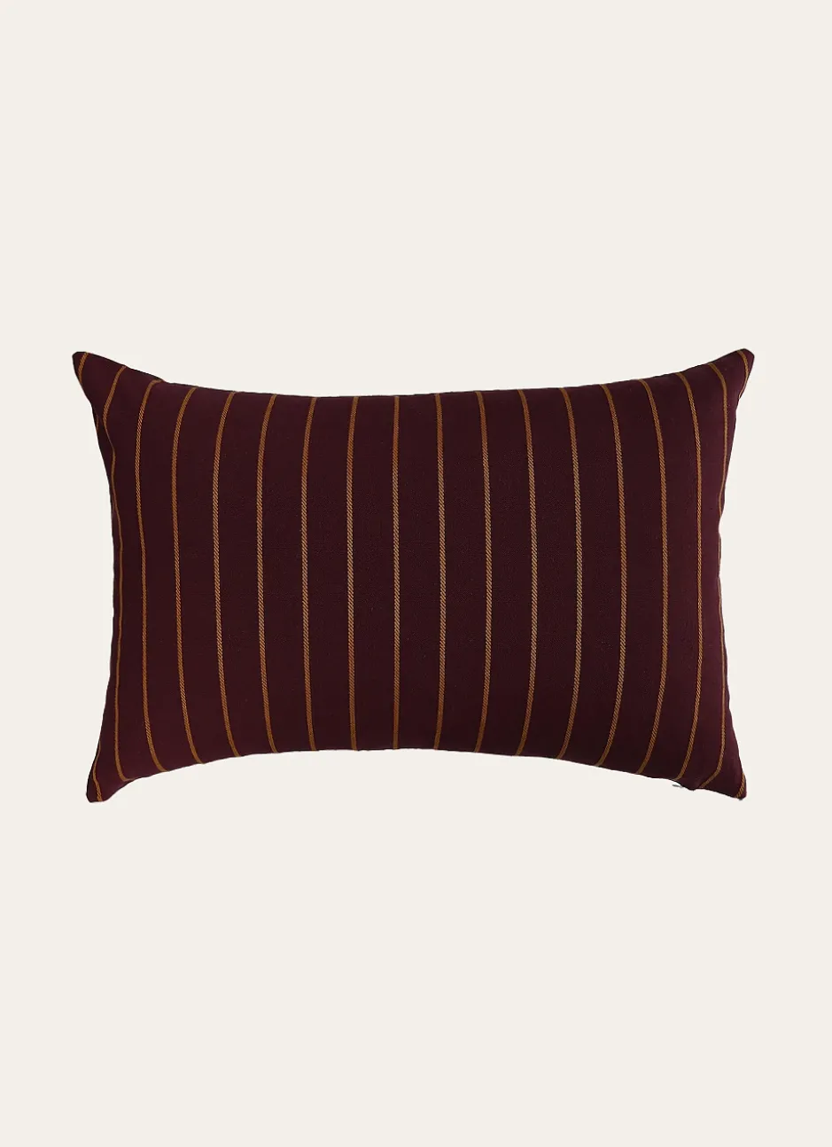 COUSSIN À RAYURES TISSÉES PRUNE