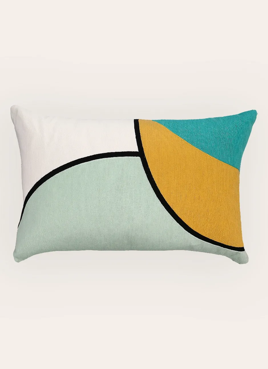 COUSSIN BRODÉ ABSTRAIT MULTICOLORE