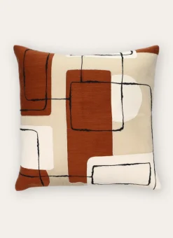 COUSSIN BRODERIES MOTIFS ABSTRAITS 45X45 CARAMEL