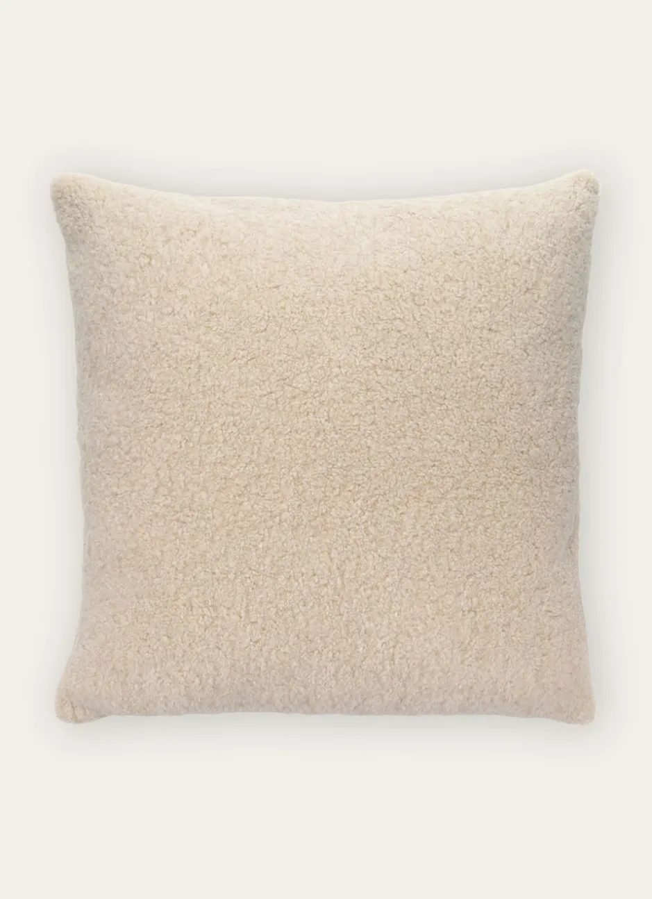 COUSSIN FAUX CUIR ET FOURRURE BLANC CASSE
