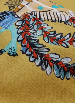 COUSSIN IMPRIMÉ ET BRODÉ MOTIF POISSON MULTICOLORE