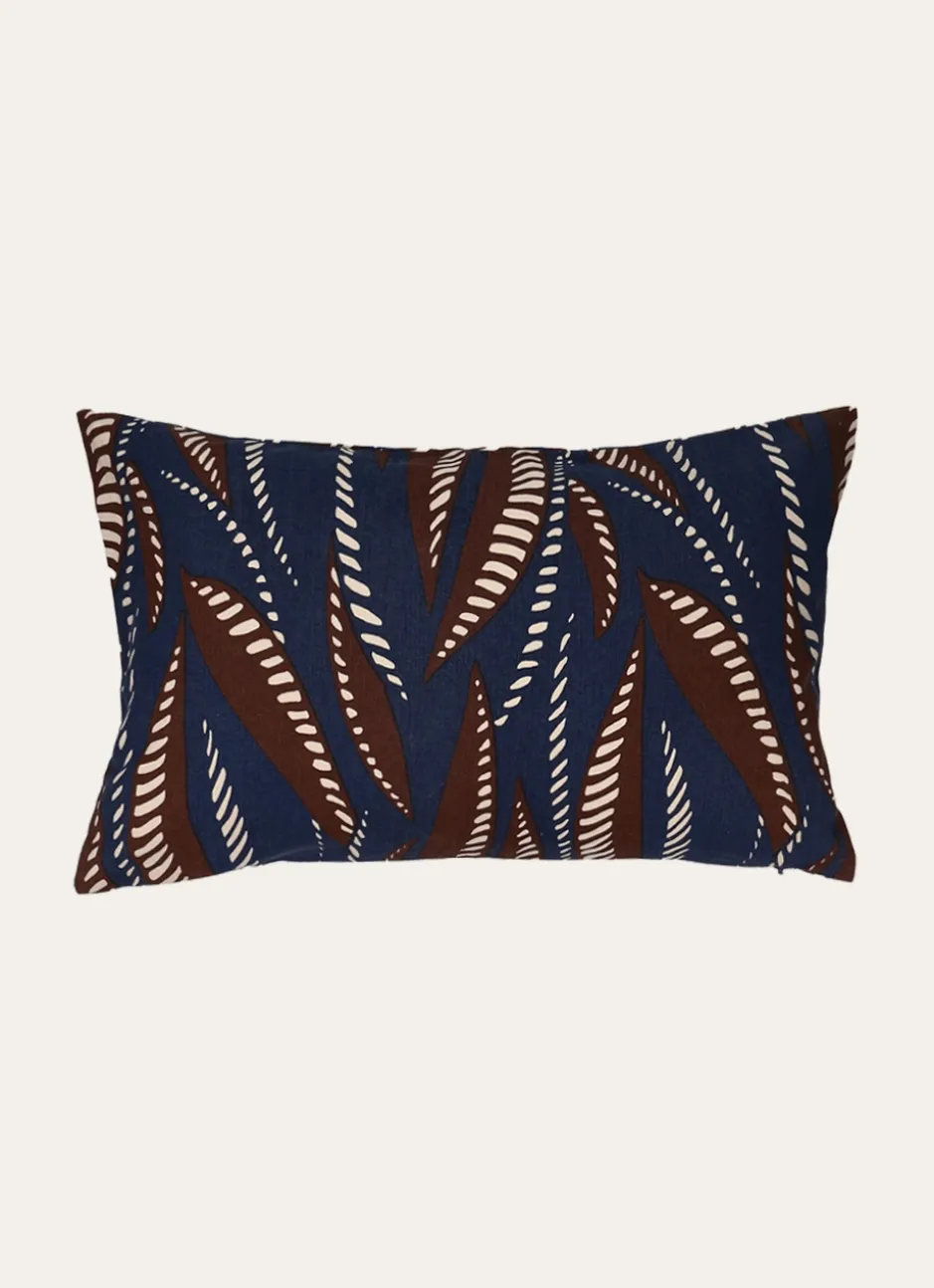 COUSSIN IMPRIMÉ FEUILLE CORALIE MARINE
