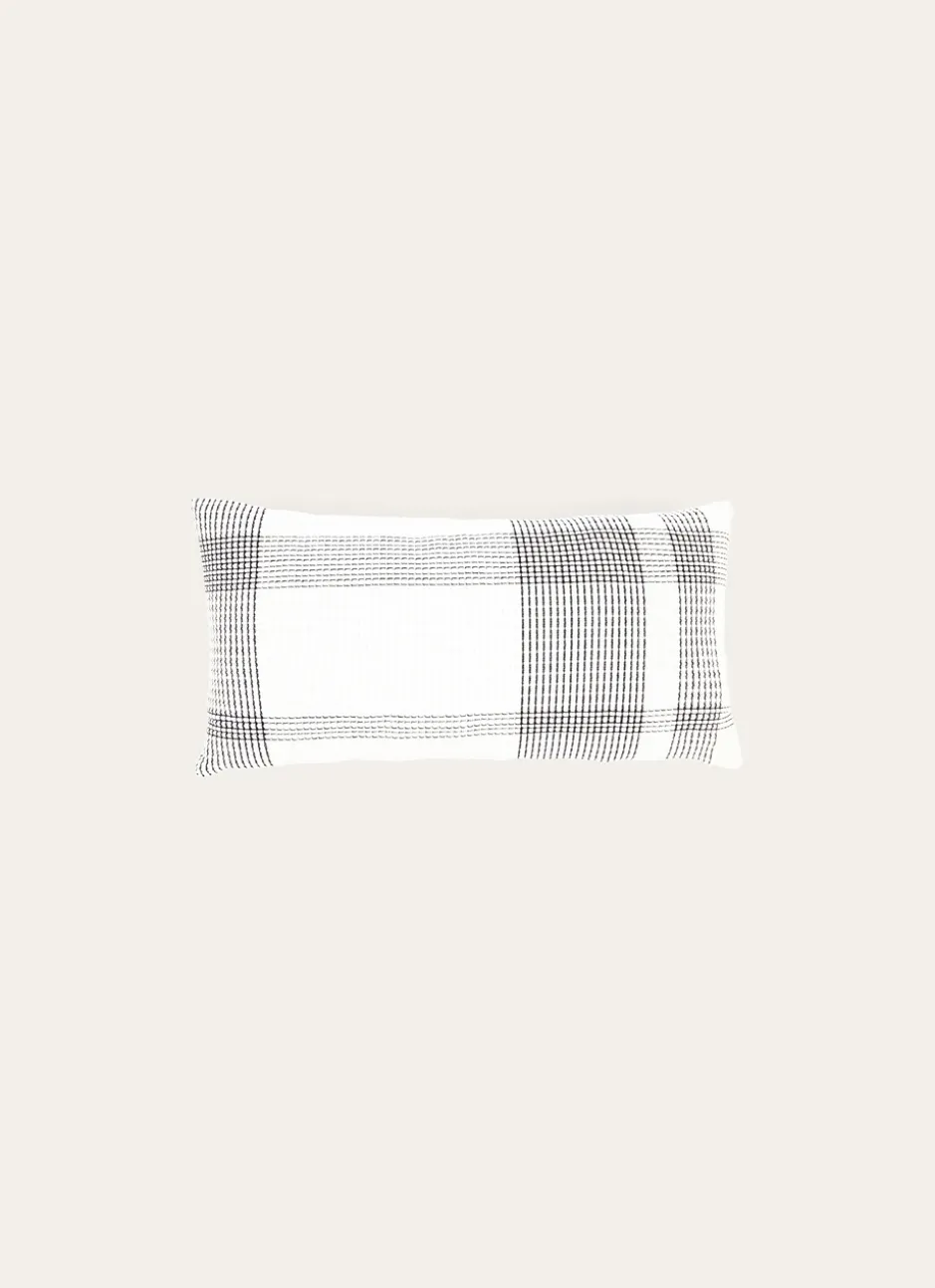 COUSSIN TISSÉ AVEC CARREAUX PLACÉS BLANC / NOIR