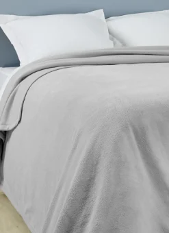 COUVERTURE DOUBLE FACE TRÈS CHAUDE GRIS ARGENT
