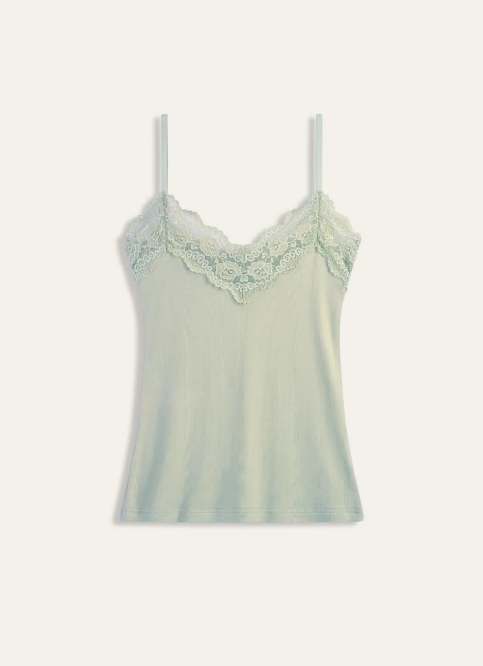 DÉBARDEUR DENTELLE VERT D'EAU