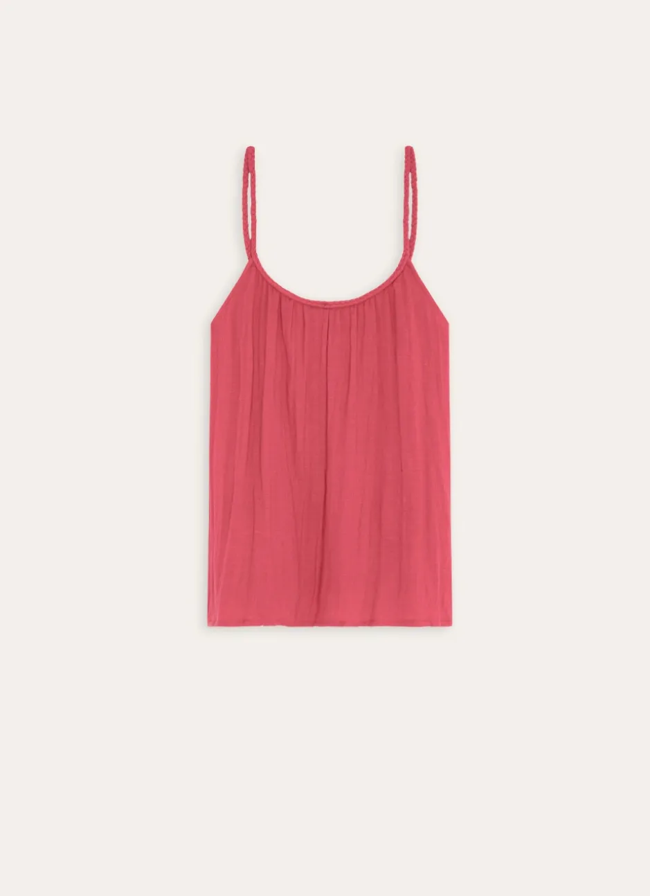 DEBARDEUR EN GAZE DE COTON FUSCHIA