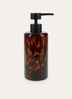 DISTRIBUTEUR DE SAVON EN VERRE MOTIF LÉOPARD BRUN