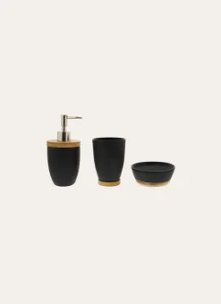 DISTRIBUTEUR DE SAVON EN GRÈS ET BAMBOU NOIR/BAMBOU