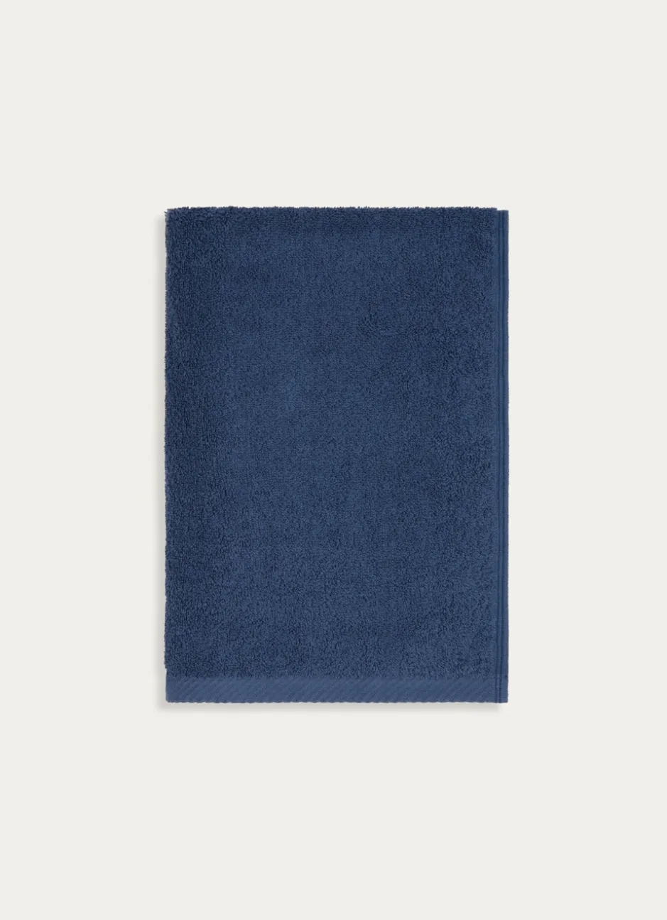 DRAP DE BAIN EN COTON UNI BASIL BLEU FONCÉ