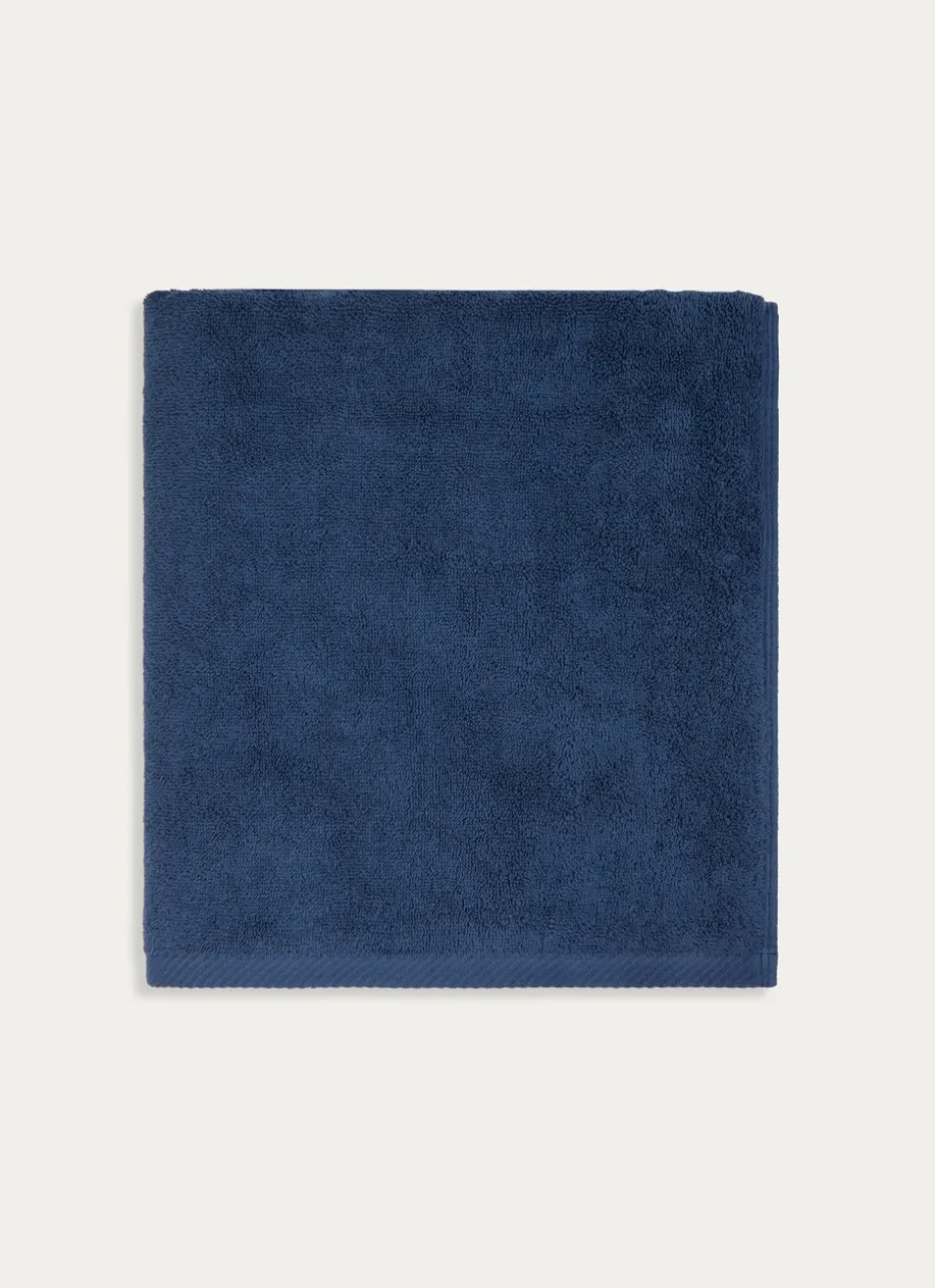 DRAP DE BAIN EN COTON UNI BASIL BLEU FONCÉ