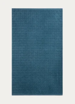 DRAP DE BAIN EN VELOURS JULIAN MOTIF GÉOMÉTRIQUE BLEU